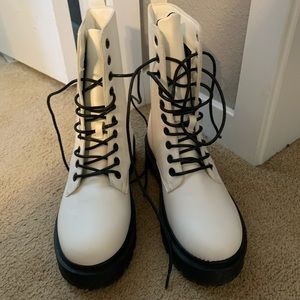 White flat boots
